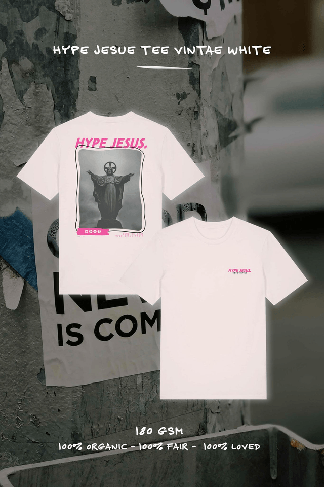 'HYPE JESUS' GLORYWAVES X THE FOUR TEE UNISEX VINTAGE WHITE 